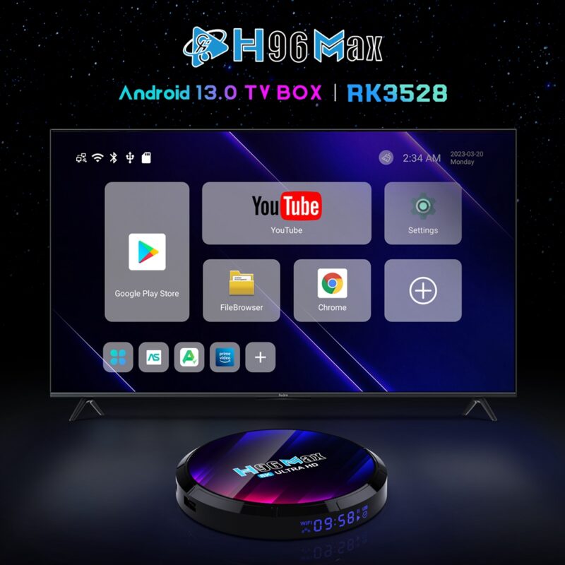 H96 Max RK3528 TV Box, Quad Core ARM Cortex A53, Android 13, 4GB RAM 32GB ROM, 8K Output WiFi 6 - EU Plug - Image 2