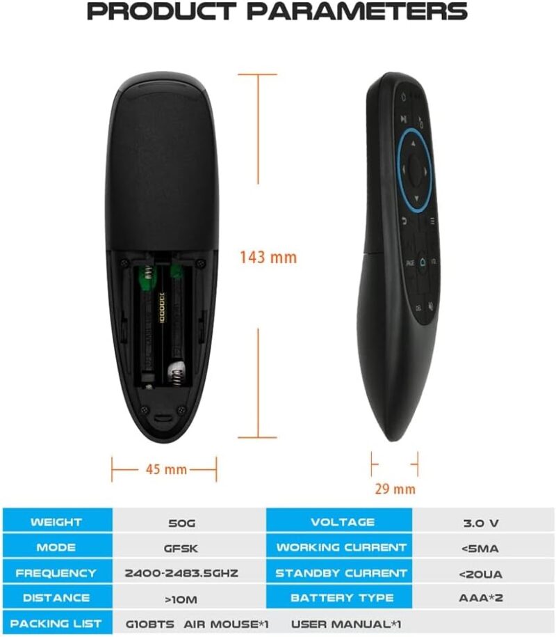 Aσύρματο Φωνητικό ΒΤ 5.0 Τηλεκοντρόλ G10BTS  Air Mouse Bluetooth 5.0 6-Axis Gyroscope 17 Keys Voice Remote Controller  for Android TV Box PC - (Color: G10BTS) - Image 7