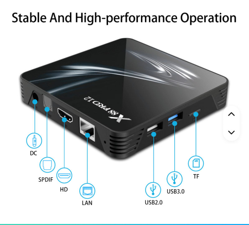 TV Box, X88 PRO 12 Android 4GB RAM 32GB ROM RK3318 Quad-Core 64bit Support 4K 3D HD H.265 Ethernet 2.4G/5G Dual-Band WiFi6 BT5.0 Smart TV Box (Με ΕΛΛΗΝΙΚΟ Μενού) - Image 4