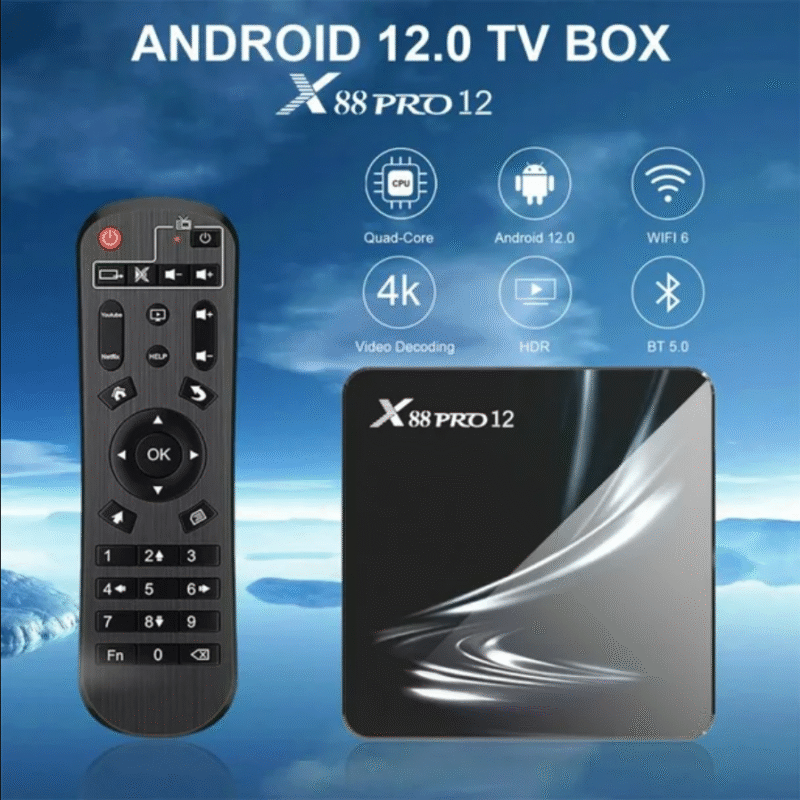 TV Box, X88 PRO 12 Android 4GB RAM 32GB ROM RK3318 Quad-Core 64bit Support 4K 3D HD H.265 Ethernet 2.4G/5G Dual-Band WiFi6 BT5.0 Smart TV Box (Με ΕΛΛΗΝΙΚΟ Μενού)