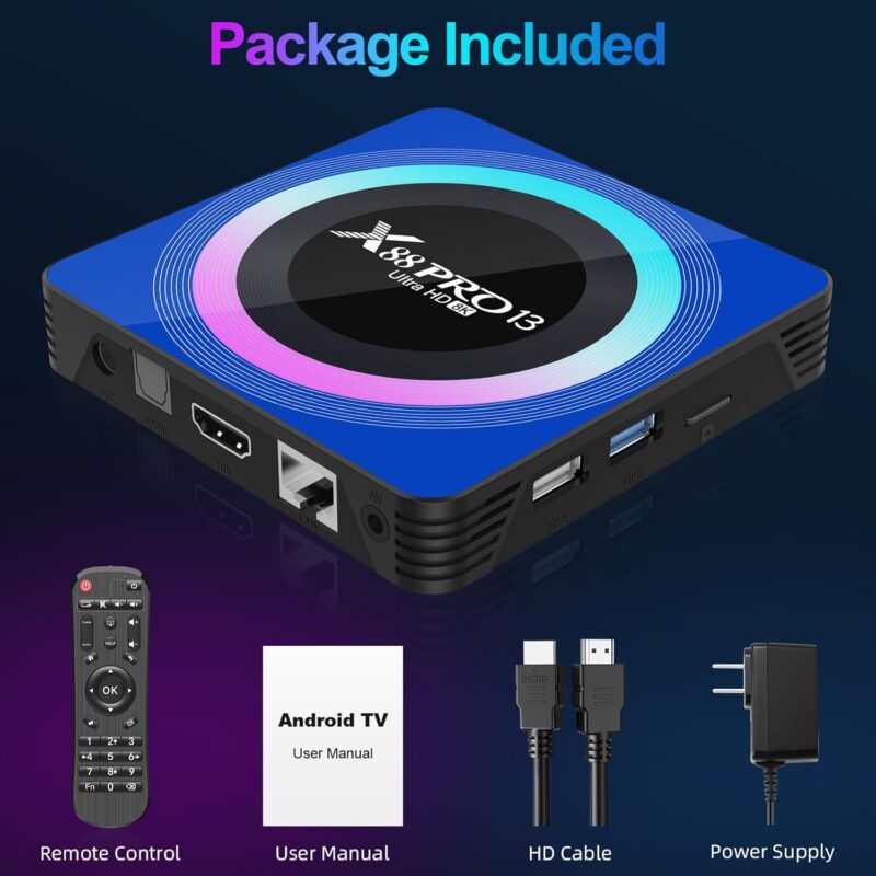 TV Box X88Pro Android 13.0 - 4GB RAM 64GB ROM, Quad Core 64bit, BT5.0, WiFi6, 8K Ultra HD Resolution Tv Box on Rockchip RK3528 SoC - Image 5