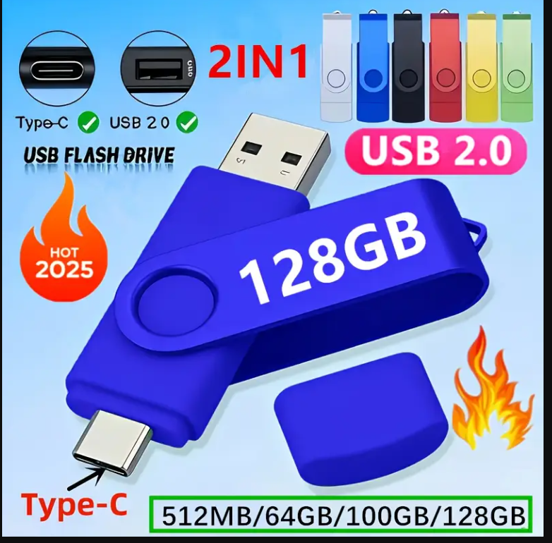 USB Drive OTG 2 σε 1 USB 2.0 & Type C & Micro USB Pen Drive 128GB  Μνήμη Flash