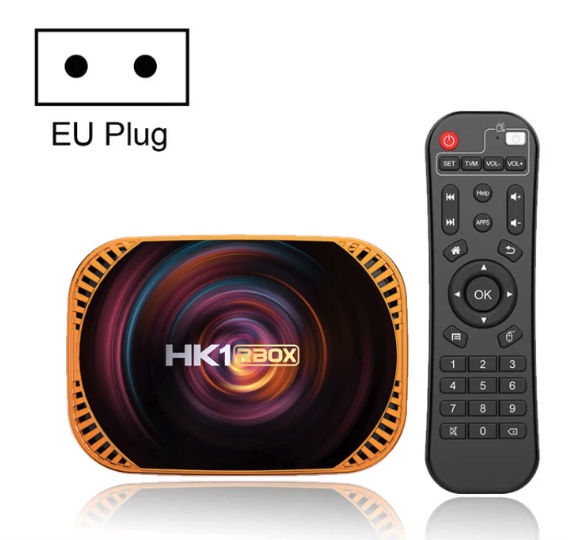 TV BOX HK1RBOX X4 4K TV Box, Android 11 Amlogic S905X4 CPU with RC 4GB+64GB LAN 1000M WiFi: 2.4G/5G, BT:4.1 (EU Plug)