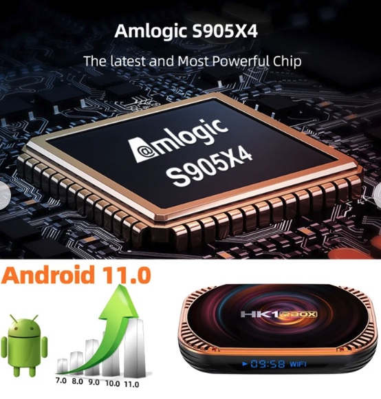 TV BOX HK1RBOX X4 4K TV Box, Android 11 Amlogic S905X4 CPU with RC 4GB+64GB LAN 1000M WiFi: 2.4G/5G, BT:4.1 (EU Plug) - Image 3