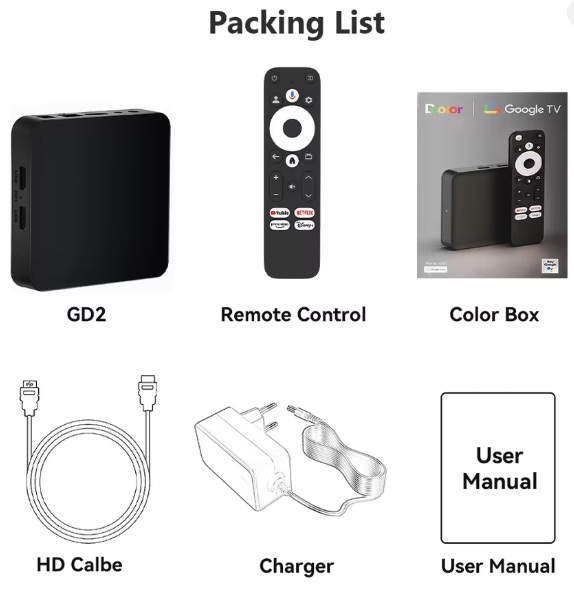 TV BOX Dcolor GD2 2GB+32GB 4K GTV κουτί τηλεόρασης Netflix+Πιστοποιημένο από την Google S905Y4-B Τετραπύρηνο Υποστήριξη WiFi 2.4G/5G & συμβατό με Bluetooth Έξυπνο Android 12.0 Σετ Τηλεόρασης με Bluetooth Τηλεχειριστήριο - Βύσμα ΕΕ - Image 4