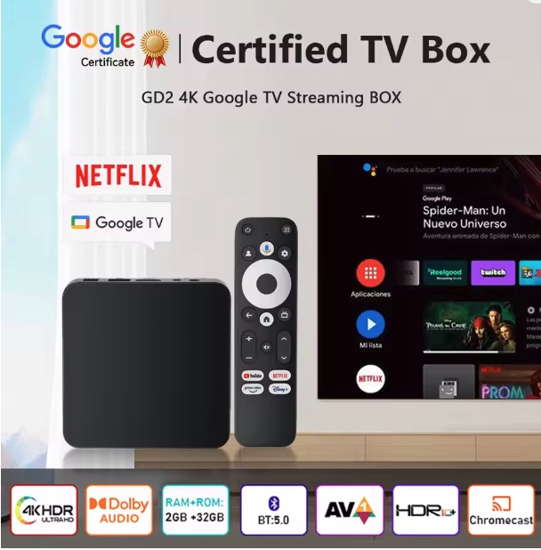 TV BOX Dcolor GD2 2GB+32GB 4K GTV κουτί τηλεόρασης Netflix+Πιστοποιημένο από την Google S905Y4-B Τετραπύρηνο Υποστήριξη WiFi 2.4G/5G & συμβατό με Bluetooth Έξυπνο Android 12.0 Σετ Τηλεόρασης με Bluetooth Τηλεχειριστήριο - Βύσμα ΕΕ - Image 2