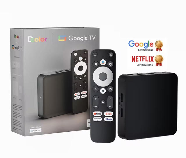 TV BOX Dcolor GD2 2GB+32GB 4K GTV κουτί τηλεόρασης Netflix+Πιστοποιημένο από την Google S905Y4-B Τετραπύρηνο Υποστήριξη WiFi 2.4G/5G & συμβατό με Bluetooth Έξυπνο Android 12.0 Σετ Τηλεόρασης με Bluetooth Τηλεχειριστήριο - Βύσμα ΕΕ