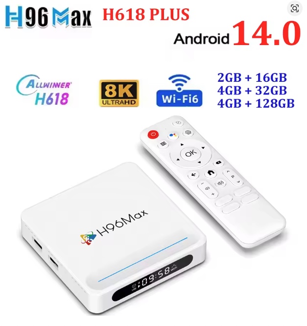 TV BOX NEW H96 MAX TV Box M1 Plus, 8K, 4/32GB, WiFi 6, Bluetooth, Android 14